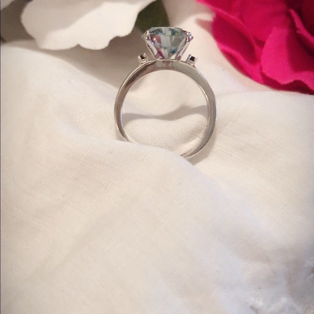Ice Blue Moissanite Engagement Ring - Picture 8 of 8